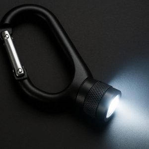 Carabiner with Integrated LED Flashlight for Night Hikes and Emergencies