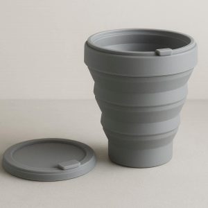 Silicone Collapsible Cup with Fold Flat Lid for Leak Proof Travel