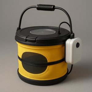 Foldable Fishing Bucket with Aerator and Lid for Live Bait and Catch