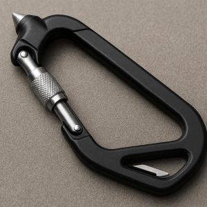 Carabiner with Built in Glass Breaker and Seatbelt Cutter for Vehicle Safety