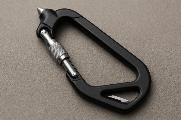 Carabiner with Built in Glass Breaker and Seatbelt Cutter for Vehicle Safety