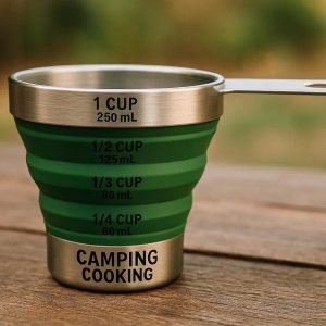 Collapsible Measuring Cup with Printed Measurements for Camping Cooking