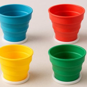 Set of Four Color Coded Collapsible Cups for Parties and Picnics
