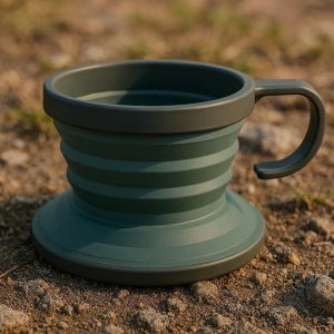 Wide Base Collapsible Camping Cup for Stability on Uneven Ground